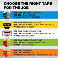 Scotch Heavy Duty Shipping and Moving Packing Tape, Clear, Packing and Moving Supplies, 1.88 in. x 22.2 yd., 6 Tape Rolls with Dispensers - 7DAY'S