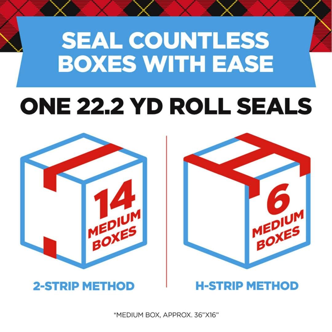 Scotch Heavy Duty Shipping and Moving Packing Tape, Clear, Packing and Moving Supplies, 1.88 in. x 22.2 yd., 6 Tape Rolls with Dispensers - 7DAY'S