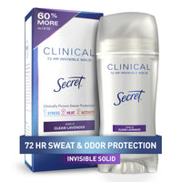 Secret Clinical Strength Antiperspirant Deodorant for Women, 3X Stress Protection, 72hr Sweat & Odor Protection, PH Balancing Minerals, Invisible Solid, Completely Clean Scent, 2.6 oz - 7DAY'S