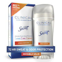 Secret Clinical Strength Antiperspirant Deodorant for Women, 3X Stress Protection, 72hr Sweat & Odor Protection, PH Balancing Minerals, Invisible Solid, Completely Clean Scent, 2.6 oz - 7DAY'S
