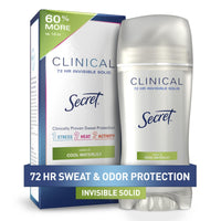 Secret Clinical Strength Antiperspirant Deodorant for Women, 3X Stress Protection, 72hr Sweat & Odor Protection, PH Balancing Minerals, Invisible Solid, Completely Clean Scent, 2.6 oz - 7DAY'S