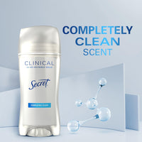 Secret Clinical Strength Antiperspirant Deodorant for Women, 3X Stress Protection, 72hr Sweat & Odor Protection, PH Balancing Minerals, Invisible Solid, Completely Clean Scent, 2.6 oz - 7DAY'S