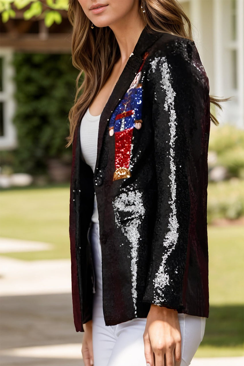 Sequin Nutcracker Long Sleeve Blazer - 7DAY'S