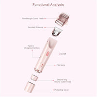 Serined Shaver, Serinedshave - 2 - in - 1 Women's Body Shaver, Beauty Bloom Electric Razor, 2 - in - 1 Women's BodyShaver, Smoovi 2.0 BikiniShaver, Dual Head Wet & Dry, for Pubic Hair (Pink) - 7DAY'S