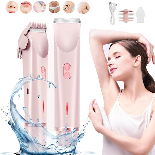 Serined Shaver, Serinedshave - 2 - in - 1 Women's Body Shaver, Beauty Bloom Electric Razor, 2 - in - 1 Women's BodyShaver, Smoovi 2.0 BikiniShaver, Dual Head Wet & Dry, for Pubic Hair (Pink) - 7DAY'S