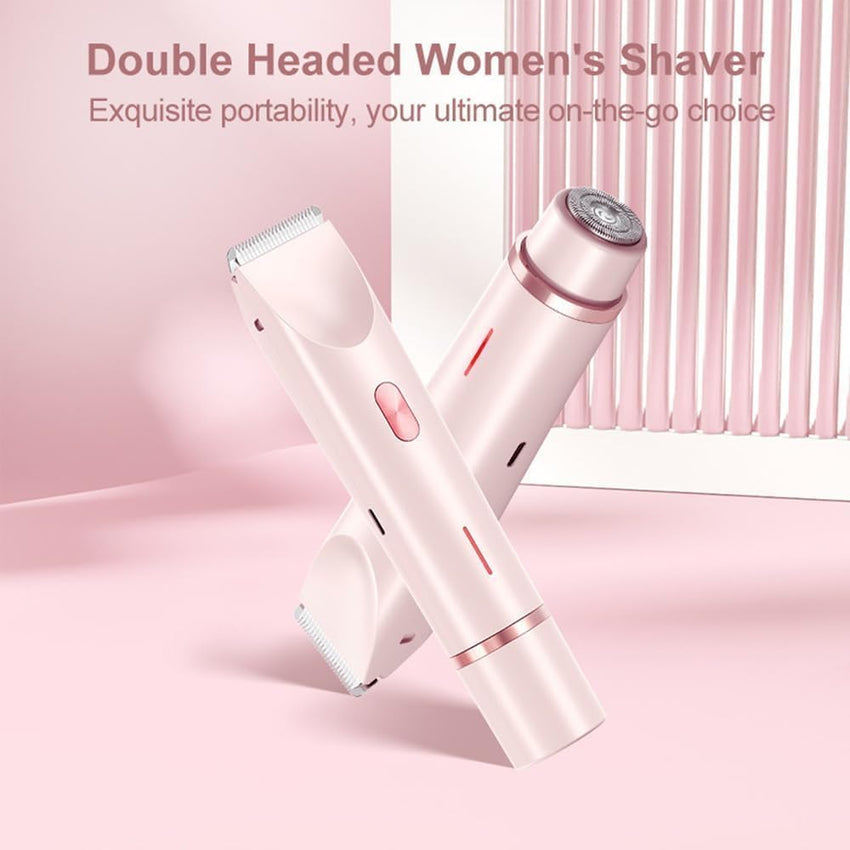 Serined Shaver, Serinedshave - 2 - in - 1 Women's Body Shaver, Beauty Bloom Electric Razor, 2 - in - 1 Women's BodyShaver, Smoovi 2.0 BikiniShaver, Dual Head Wet & Dry, for Pubic Hair (Pink) - 7DAY'S