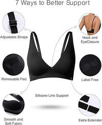 SHARICCA Pro Seamless Bra for women Deep V Neck WireFree Bra Adjustable Strap Comfort Sleep Bra Removable Padded Bralette - 7DAY'S