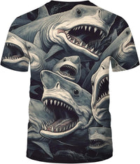 Shark Attack Shirt for Men Women 3D Shark Graphic T-Shirts Animal Short Sleeve Casual Tees - 7DAY'S