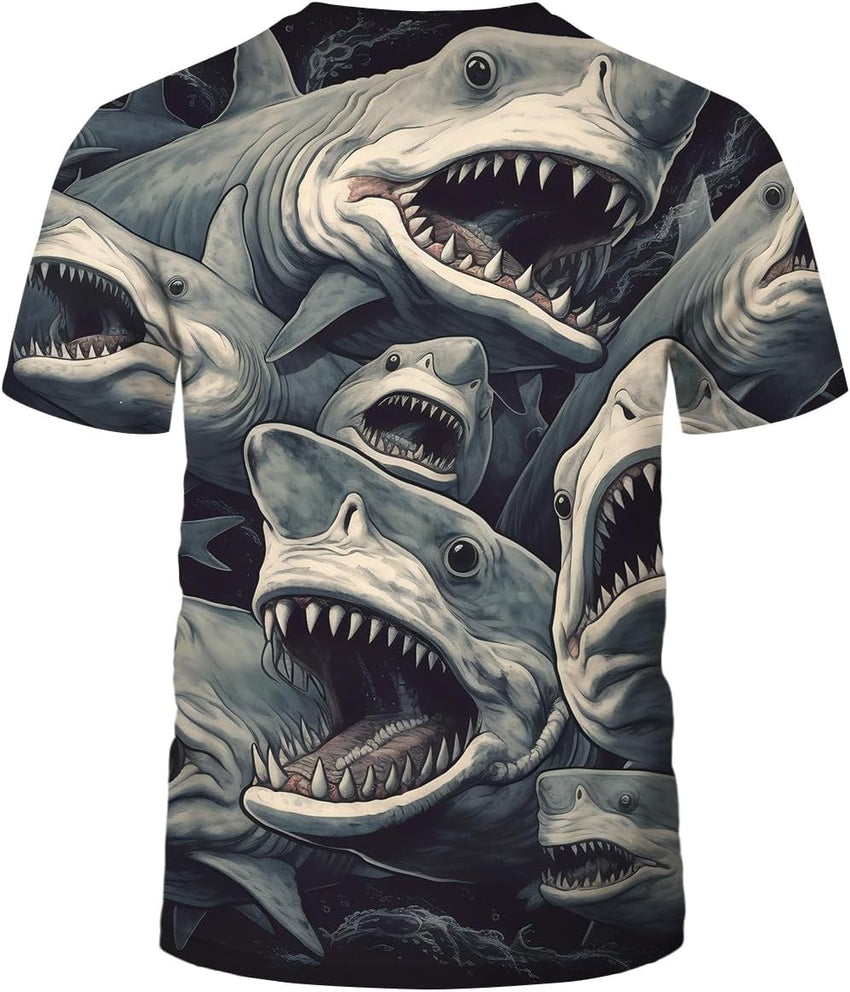 Shark Attack Shirt for Men Women 3D Shark Graphic T-Shirts Animal Short Sleeve Casual Tees - 7DAY'S