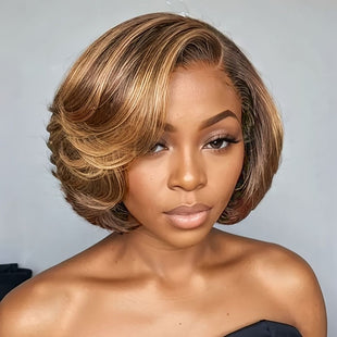 Short Bob Lace Front Wig Remy Human Hair Glueless Pixie Cut 13X4 Frontal Wigs For Women Preplucked Natural looking for daily use