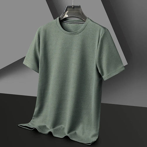 Short sleeved Polo shirShort sleeved Waffle Solid Polot fashion splicing men's round neck top cotton daily short sleeved T-shirt - 7DAY'S