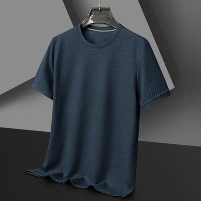 Short sleeved Polo shirShort sleeved Waffle Solid Polot fashion splicing men's round neck top cotton daily short sleeved T-shirt - 7DAY'S