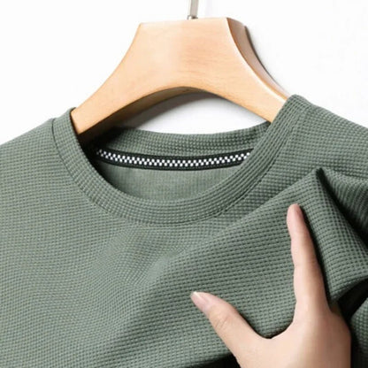 Short sleeved Polo shirShort sleeved Waffle Solid Polot fashion splicing men's round neck top cotton daily short sleeved T-shirt - 7DAY'S