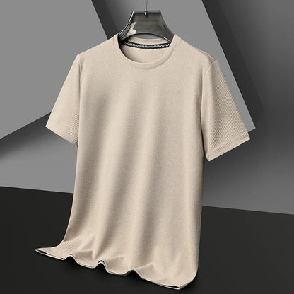 Short sleeved Polo shirShort sleeved Waffle Solid Polot fashion splicing men's round neck top cotton daily short sleeved T-shirt - 7DAY'S