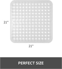 Shower Mat Non Slip, 21"x21" Machine Washable Shower Mats for Inside Shower with Suction Cups and Drain Holes, Extra Safe Standing Bathtub Mat，Bathroom Accessories - 7DAY'S