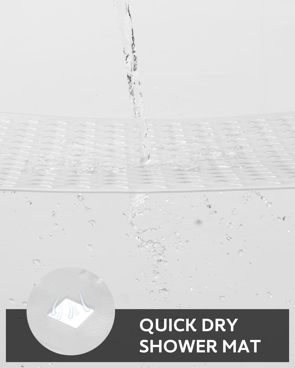 Shower Mat Non Slip, 21"x21" Machine Washable Shower Mats for Inside Shower with Suction Cups and Drain Holes, Extra Safe Standing Bathtub Mat，Bathroom Accessories - 7DAY'S