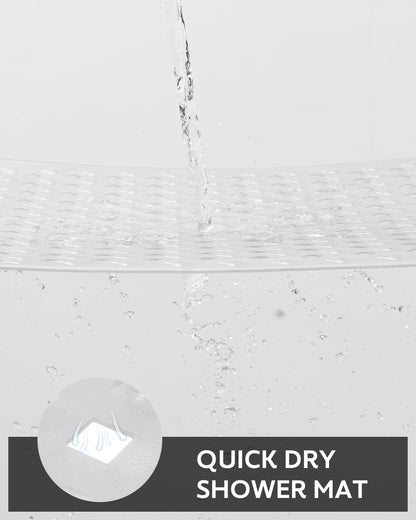 Shower Mat Non Slip, 21"x21" Machine Washable Shower Mats for Inside Shower with Suction Cups and Drain Holes, Extra Safe Standing Bathtub Mat，Bathroom Accessories - 7DAY'S