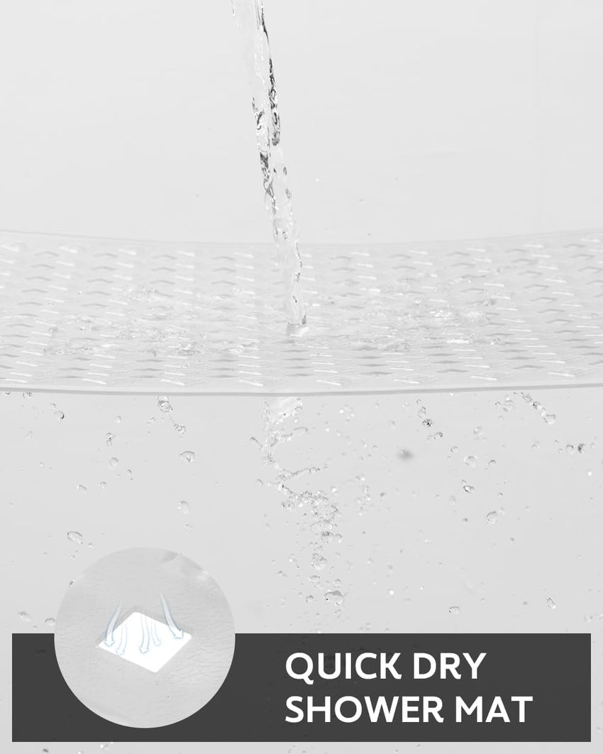 Shower Mat Non Slip, 21"x21" Machine Washable Shower Mats for Inside Shower with Suction Cups and Drain Holes, Extra Safe Standing Bathtub Mat，Bathroom Accessories - 7DAY'S