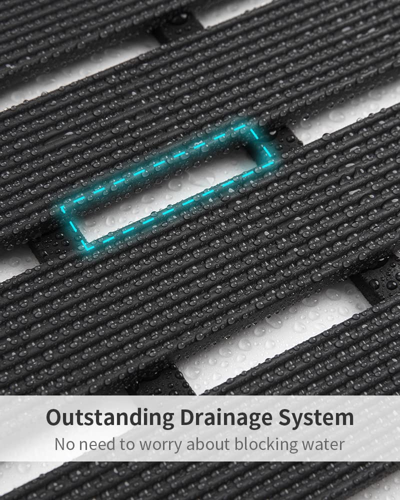 Shower - Mat Non Slip, PADOOR Heavy Duty Bathtub - Mat Curlable Quick Drain Sturdy Bath Tub Mat Without Suction Cups for Indoor Outdoor Use 17x26 Inch Black - 7DAY'S