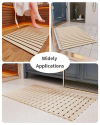 Shower - Mat Non Slip, PADOOR Heavy Duty Bathtub - Mat Curlable Quick Drain Sturdy Bath Tub Mat Without Suction Cups for Indoor Outdoor Use 17x26 Inch Black - 7DAY'S