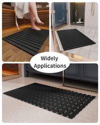Shower - Mat Non Slip, PADOOR Heavy Duty Bathtub - Mat Curlable Quick Drain Sturdy Bath Tub Mat Without Suction Cups for Indoor Outdoor Use 17x26 Inch Black - 7DAY'S