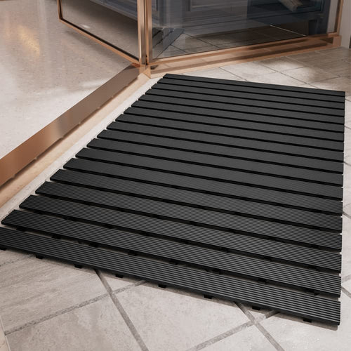 Shower - Mat Non Slip, PADOOR Heavy Duty Bathtub - Mat Curlable Quick Drain Sturdy Bath Tub Mat Without Suction Cups for Indoor Outdoor Use 17x26 Inch Black - 7DAY'S