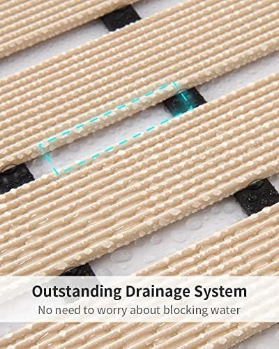 Shower - Mat Non Slip, PADOOR Heavy Duty Bathtub - Mat Curlable Quick Drain Sturdy Bath Tub Mat Without Suction Cups for Indoor Outdoor Use 17x26 Inch Black - 7DAY'S
