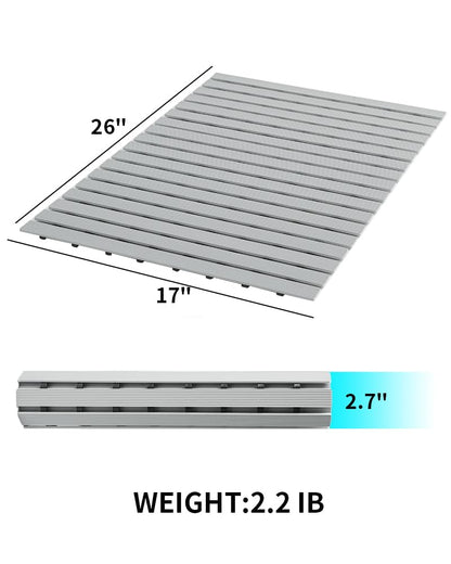 Shower - Mat Non Slip, PADOOR Heavy Duty Bathtub - Mat Curlable Quick Drain Sturdy Bath Tub Mat Without Suction Cups for Indoor Outdoor Use 17x26 Inch Black - 7DAY'S