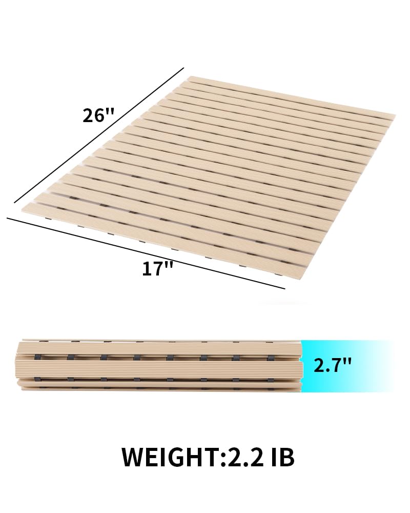 Shower - Mat Non Slip, PADOOR Heavy Duty Bathtub - Mat Curlable Quick Drain Sturdy Bath Tub Mat Without Suction Cups for Indoor Outdoor Use 17x26 Inch Black - 7DAY'S