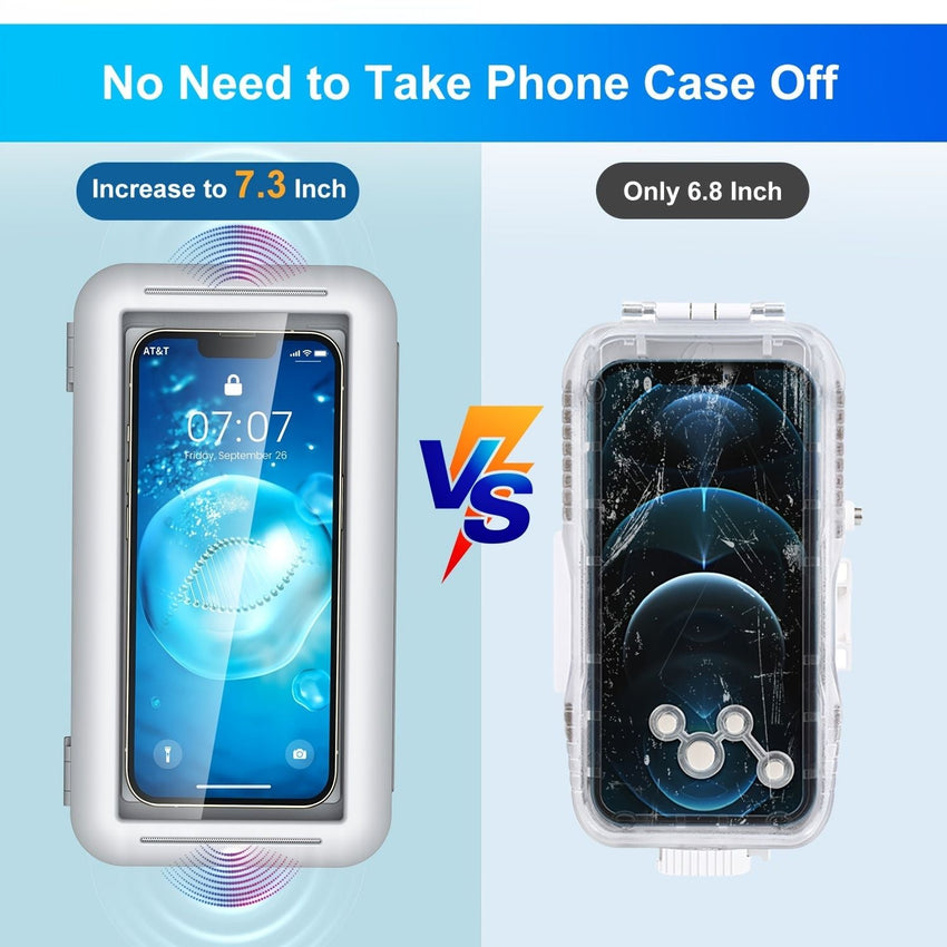 Shower Phone Holder Waterproof Case; Anti - Fog HD Touchscreen Wall Shower Phone Mount For Bathroom Mirror Bathtub Kitchen Fits Cell Phones Under 7.3 Inch - 7DAY'S