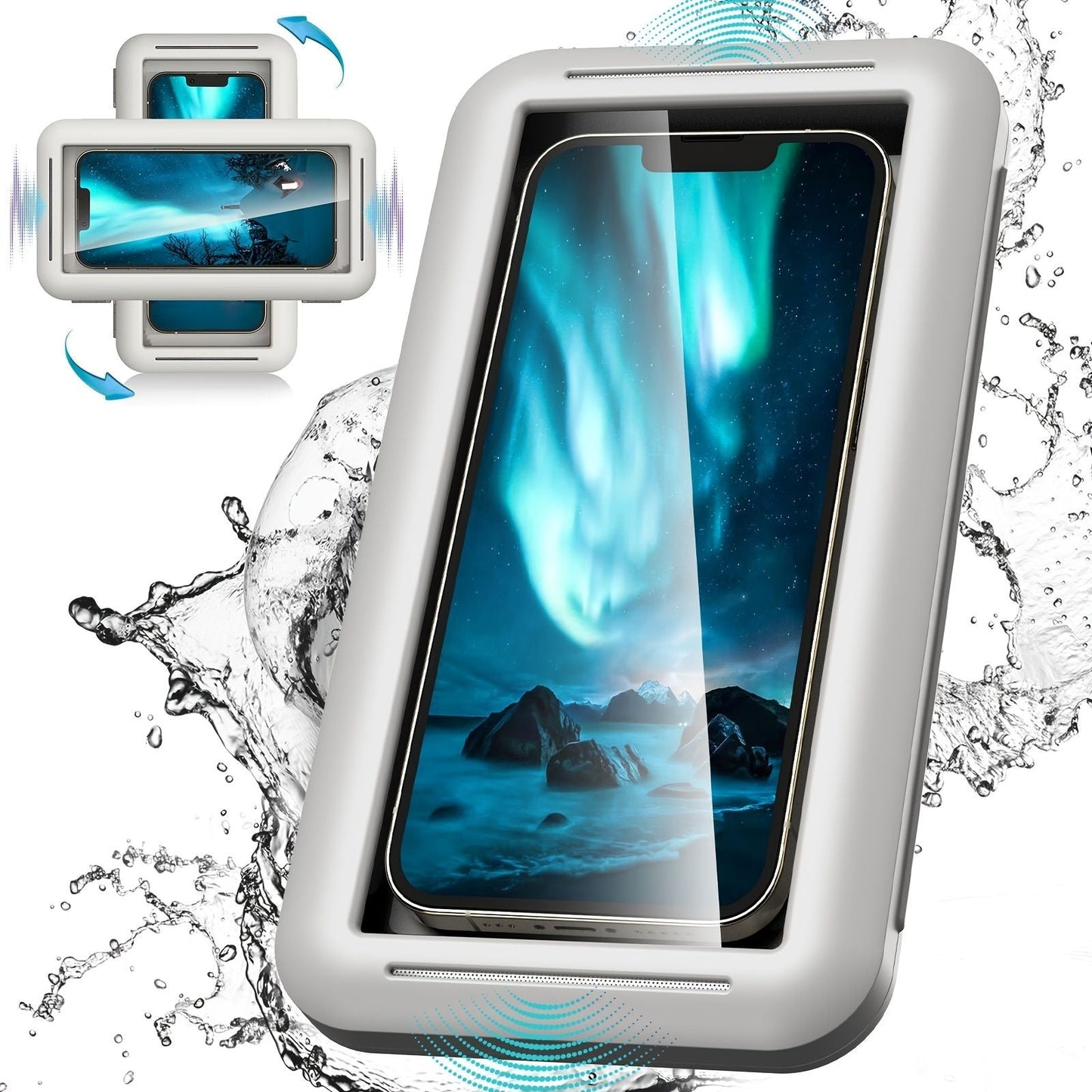 Shower Phone Holder Waterproof Case; Anti - Fog HD Touchscreen Wall Shower Phone Mount For Bathroom Mirror Bathtub Kitchen Fits Cell Phones Under 7.3 Inch - 7DAY'S