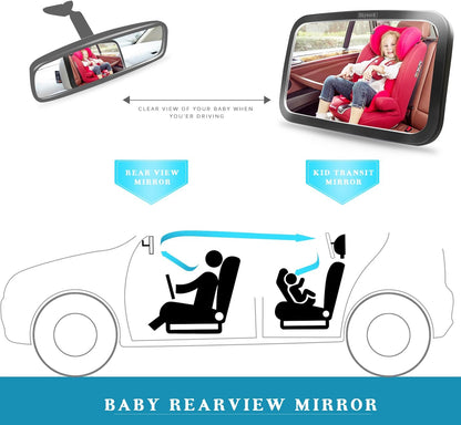 Shynerk Baby Car Mirror, Safety Car Seat Mirror for Rear Facing Infant with Wide Crystal Clear View, Shatterproof, 360° Rotation, Crash Tested and Certified - 7DAY'S