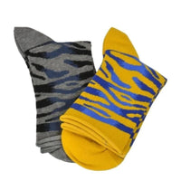 Sierra Socks Zebra Pattern Hi Anklet Casual Cotton Women's 2 Pair Pack - 7DAY'S