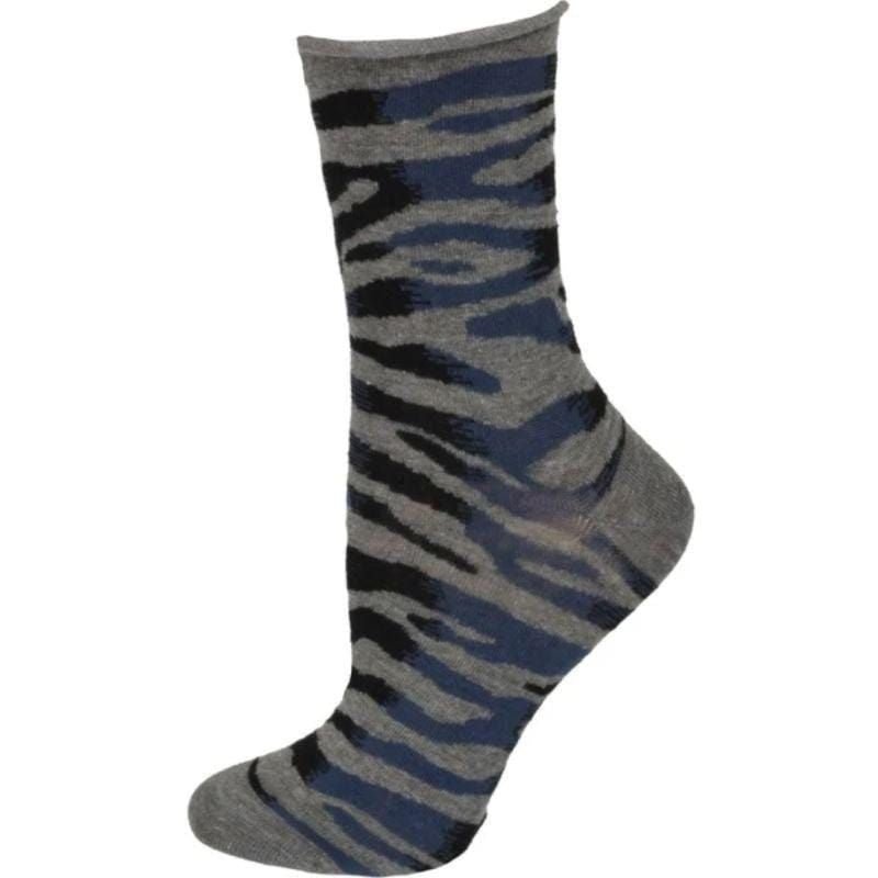 Sierra Socks Zebra Pattern Hi Anklet Casual Cotton Women's 2 Pair Pack - 7DAY'S
