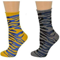 Sierra Socks Zebra Pattern Hi Anklet Casual Cotton Women's 2 Pair Pack - 7DAY'S