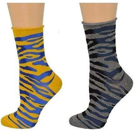 Sierra Socks Zebra Pattern Hi Anklet Casual Cotton Women's 2 Pair Pack - 7DAY'S