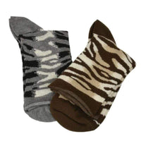 Sierra Socks Zebra Pattern Hi Anklet Casual Cotton Women's 2 Pair Pack - 7DAY'S
