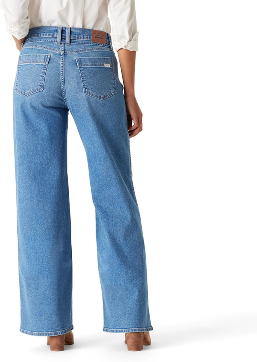 Signature by Levi Strauss & Co. Gold Women's Heritage Belted Wide Leg Jeans Mid - Rise Stretch Denim (Also Available in Plus) - 7DAY'S