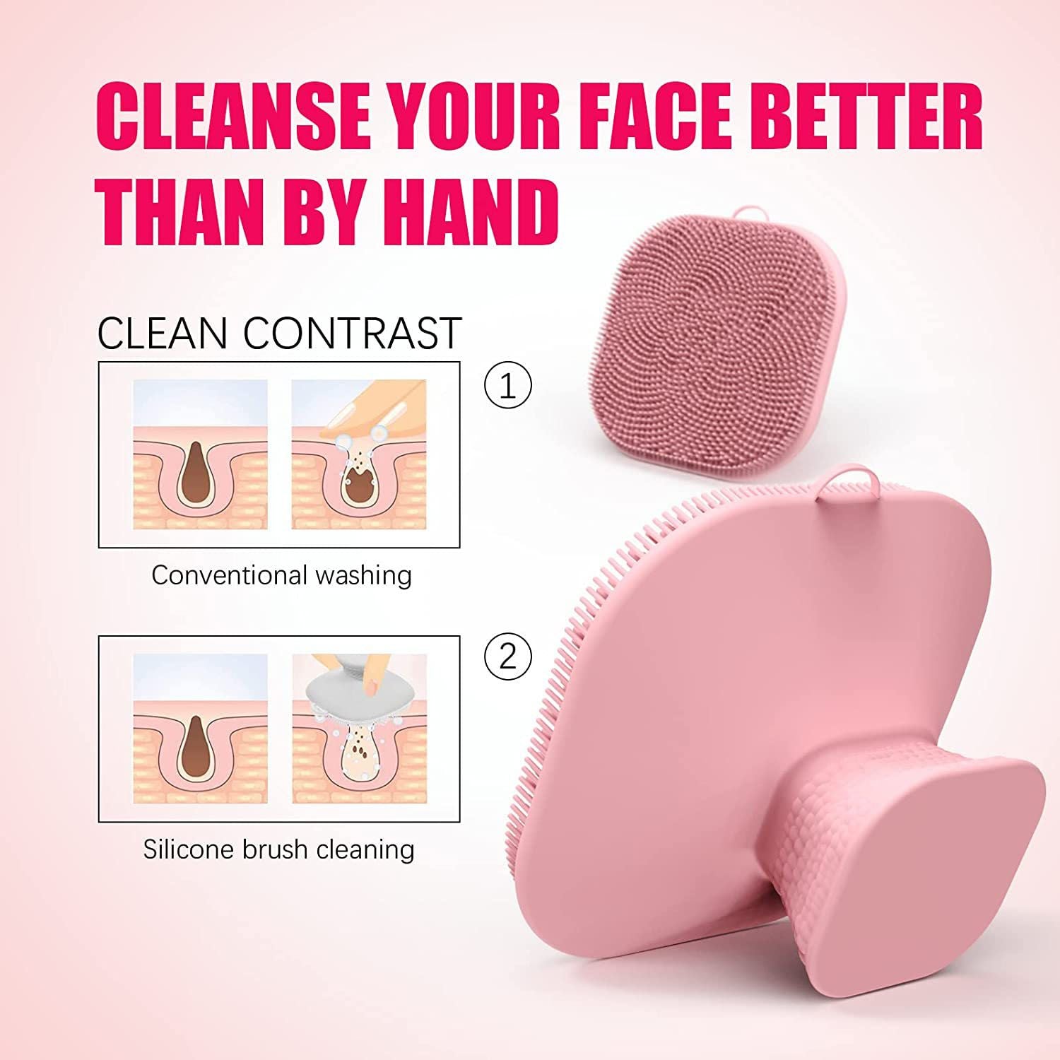 Silicone Face Scrubber - Facial Cleansing Brush Manual Waterproof Cleansing Skin Care Face Brushes for Cleansing and Exfoliating - 7DAY'S