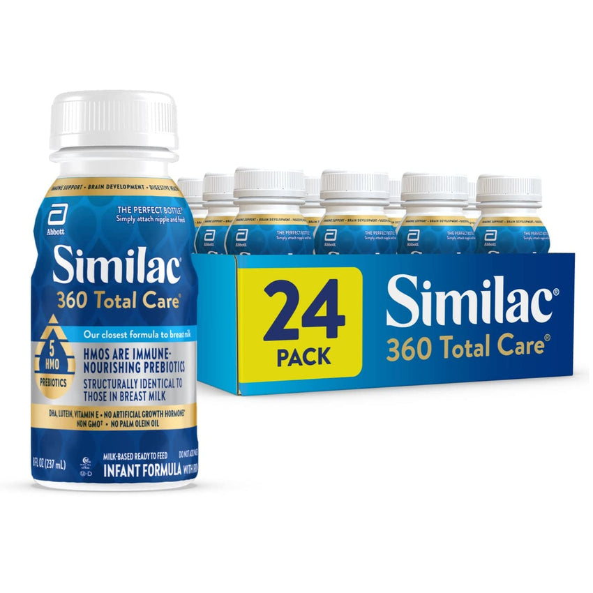 Similac 360 Total Care Infant Formula, Has 5 HMO Prebiotics, Our Closest Prebiotic Blend to Breast Milk, Non - GMO, Baby Formula, Ready to Feed, 2 - fl - oz Bottle, Pack of 48 - 7DAY'S