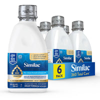 Similac 360 Total Care Infant Formula, Has 5 HMO Prebiotics, Our Closest Prebiotic Blend to Breast Milk, Non - GMO, Baby Formula, Ready to Feed, 2 - fl - oz Bottle, Pack of 48 - 7DAY'S