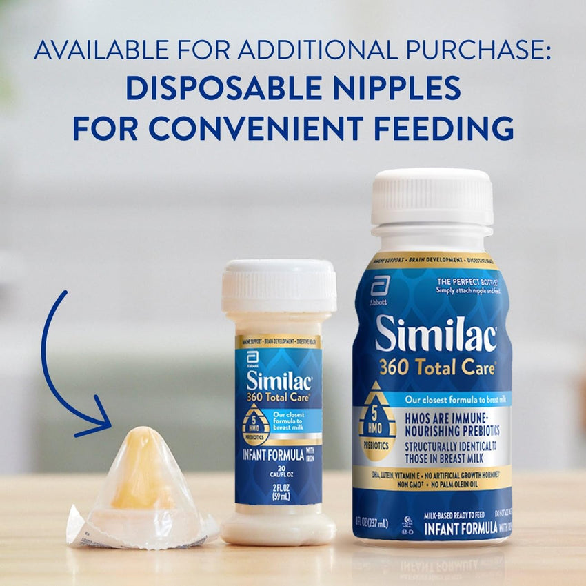 Similac 360 Total Care Infant Formula, Has 5 HMO Prebiotics, Our Closest Prebiotic Blend to Breast Milk, Non - GMO, Baby Formula, Ready to Feed, 2 - fl - oz Bottle, Pack of 48 - 7DAY'S