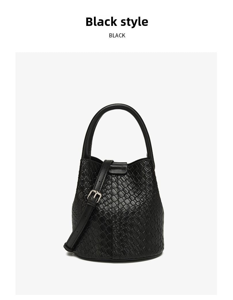 Simple niche woven pattern handbag bucket bag women's bag tide 2025 new senior sense shoulder bag crossbody bag - 7DAY'S