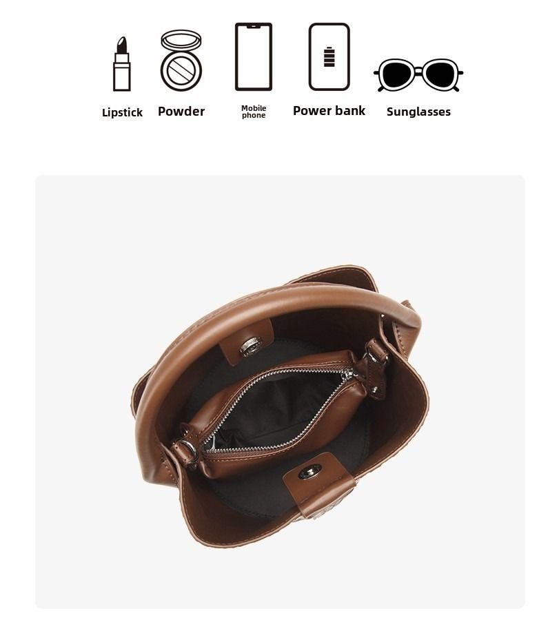 Simple niche woven pattern handbag bucket bag women's bag tide 2025 new senior sense shoulder bag crossbody bag - 7DAY'S