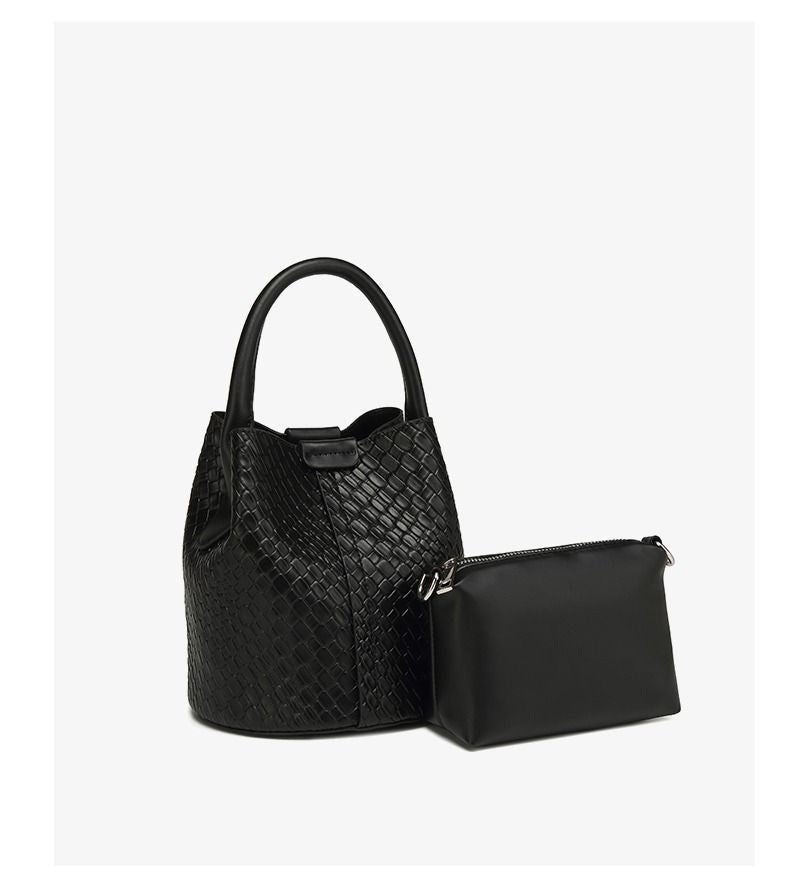 Simple niche woven pattern handbag bucket bag women's bag tide 2025 new senior sense shoulder bag crossbody bag - 7DAY'S