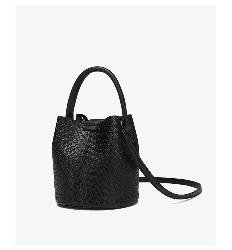 Simple niche woven pattern handbag bucket bag women's bag tide 2025 new senior sense shoulder bag crossbody bag - 7DAY'S