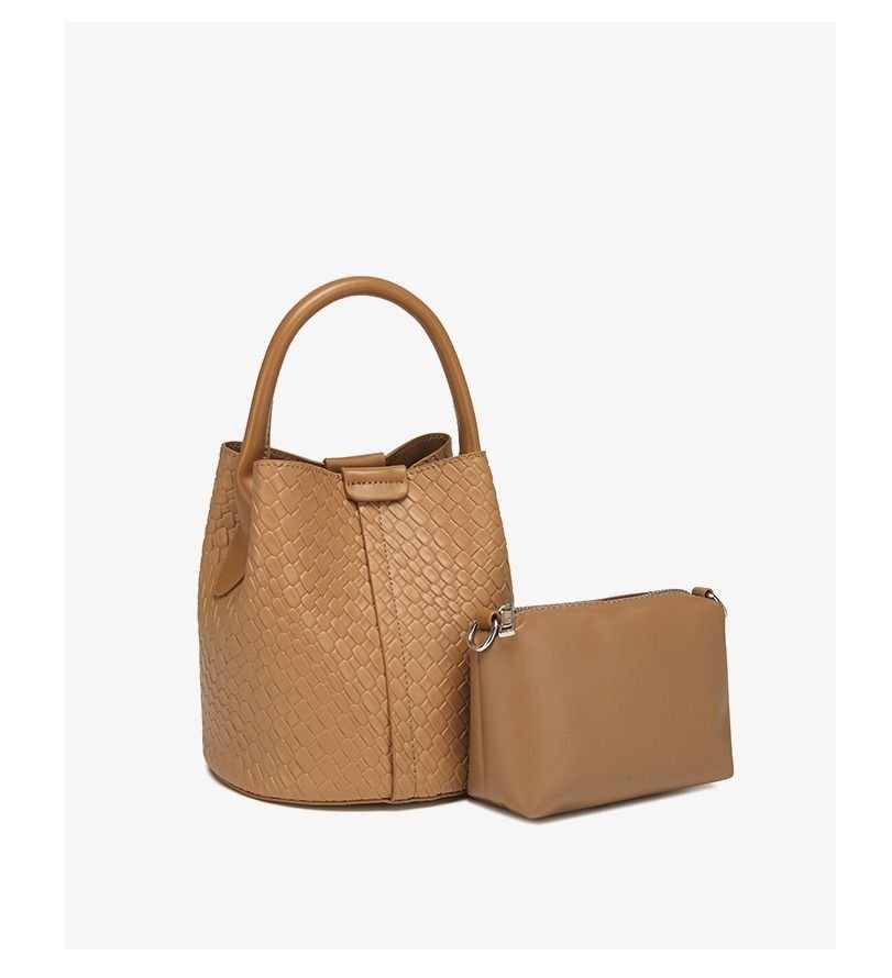 Simple niche woven pattern handbag bucket bag women's bag tide 2025 new senior sense shoulder bag crossbody bag - 7DAY'S