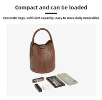 Simple niche woven pattern handbag bucket bag women's bag tide 2025 new senior sense shoulder bag crossbody bag - 7DAY'S