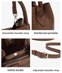 Simple niche woven pattern handbag bucket bag women's bag tide 2025 new senior sense shoulder bag crossbody bag - 7DAY'S