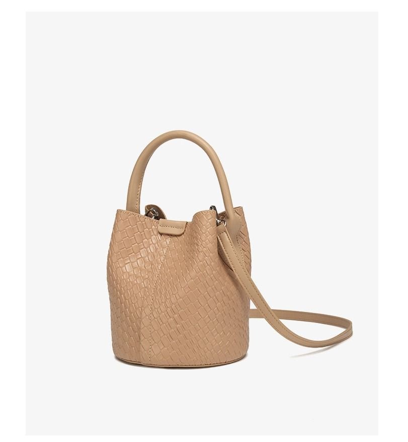 Simple niche woven pattern handbag bucket bag women's bag tide 2025 new senior sense shoulder bag crossbody bag - 7DAY'S